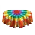 thumbnail image 5 of Rainbow Tie Dye Mandala Pattern Round Tablecloth 60"x60",Wrinkle Wipeable Table Cloth for Kitchen Dining Room Picnic Patio Party, 5 of 6