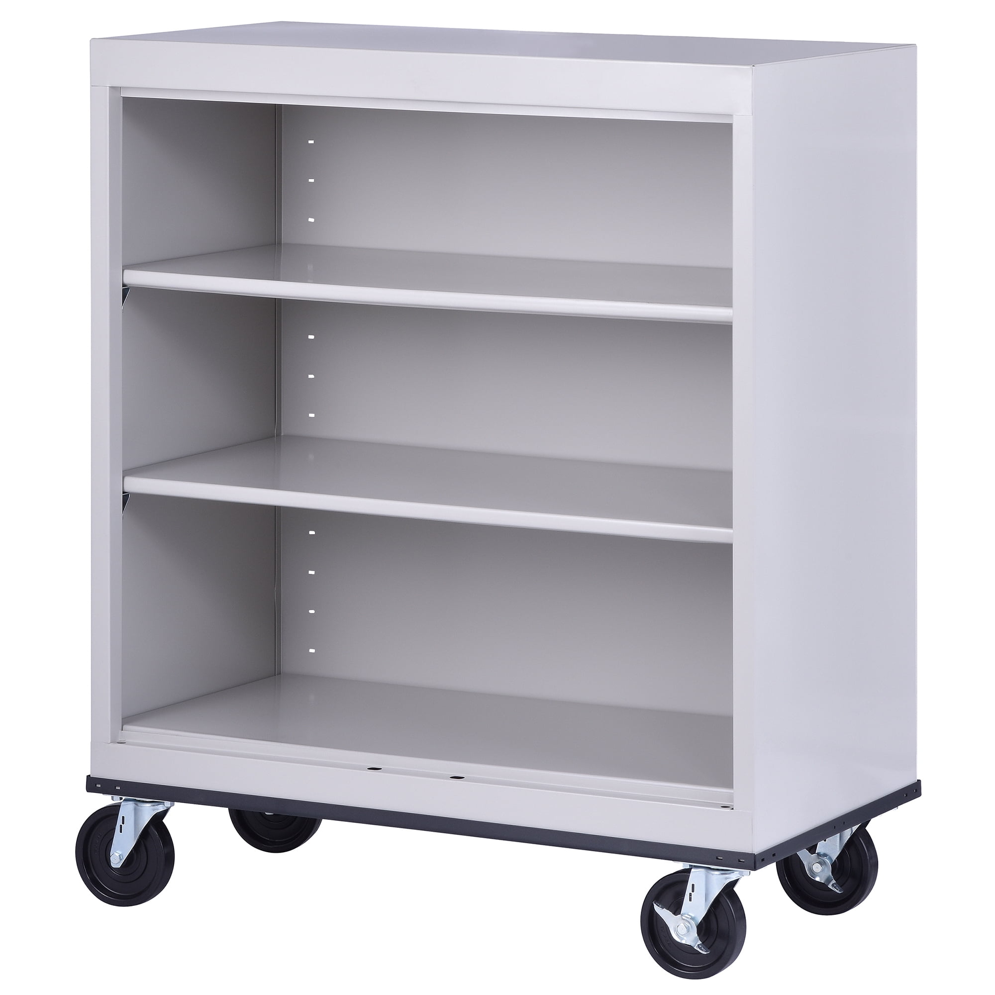 Sandusky Welded Mobile 42 in. Tall Standard Steel Bookcase with Adjustable Shelves in Dove Gray