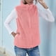 thumbnail image 5 of Chaleco de Felpa Cálido Sin Mangas con Cuello Alto para Mujer, con Cremallera, para Otoño e Invierno, con Bolsillos Rosa M, 5 of 7