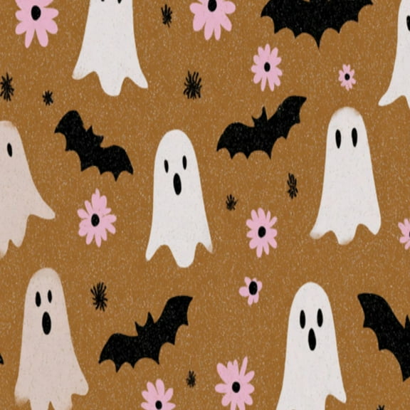 Boho Peel and Stick Wallpaper Cute Halloween Ghosts Bats Pink Flowers Brown Contact Paper 17.7in x 9.8ft Wallpaper Removable Self Adhesive Wall Paper for Girls Bedroom Nursery Cabinets