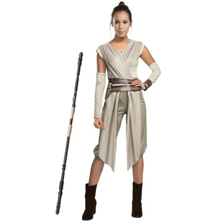 Women's Star Wars Episode VII Deluxe Rey Costume And Staff Bundle