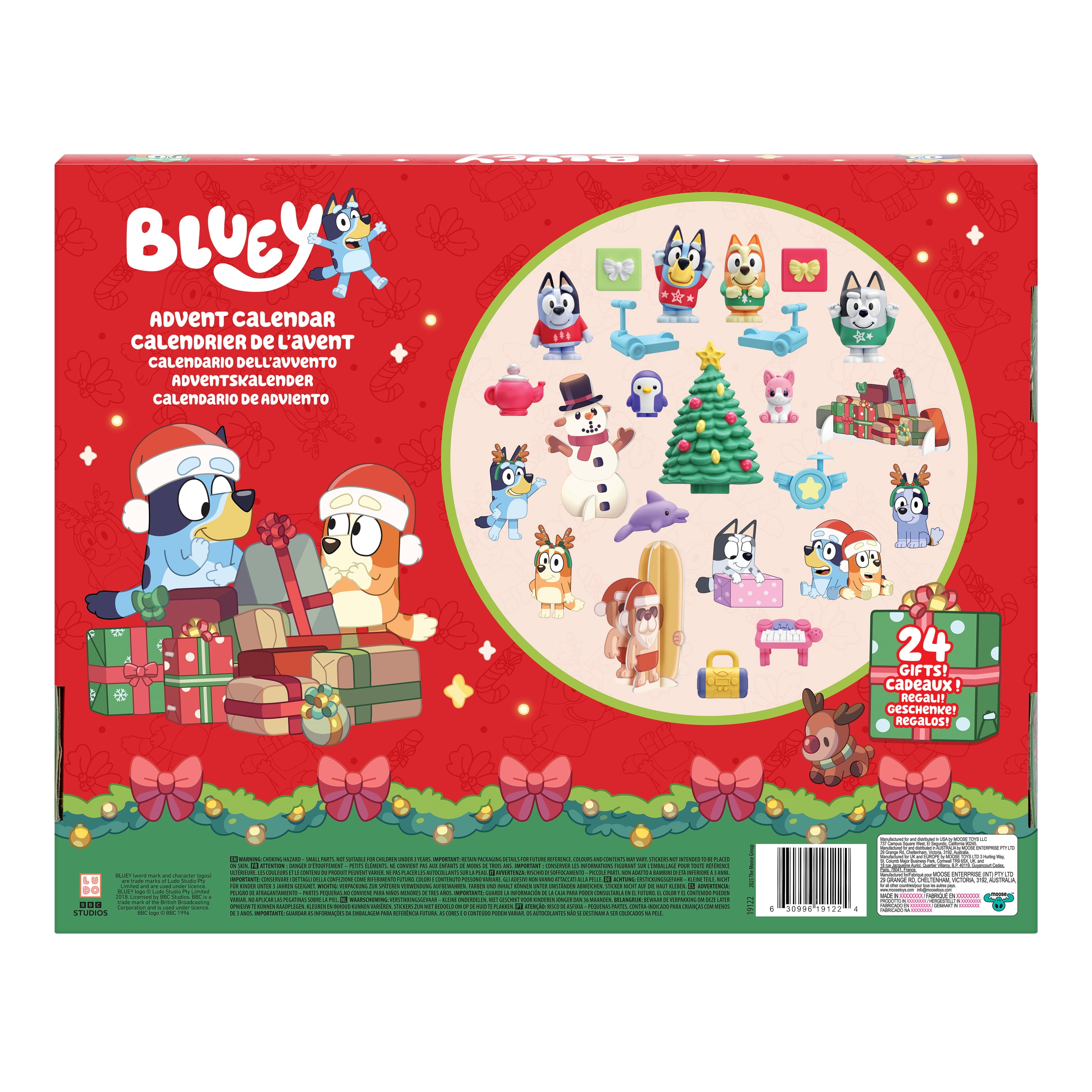 Bluey, Advent Calendar, 24 Windows with 4 Mini Figures, Ages 3+