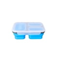 thumbnail image 2 of Inteprter Fiambrera de silicona con 3 compartimentos, plegable, para escuela, senderismo, comida de Picnic, frutas, sándwich, contenedor de desayuno, Mostrada Azul Inteprter HA065336-03, 2 of 6
