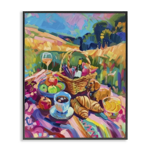 Stupell Industries Bright Impressionist Picnic Food & Beverage Painting Black Framed Art Print Wall Art, 11 x 14