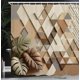thumbnail image 1 of Monstera Shower Curtain, Boho Scandinavian Style Triangular Polygonal Geometric Shapes Print, Cloth Fabric Bathroom Decor Set with Hooks,Pale Re, 1 of 1