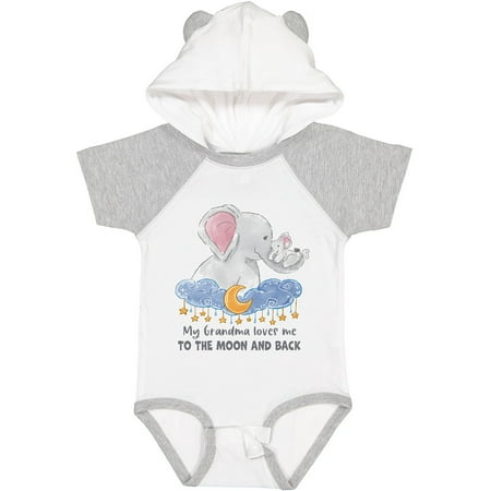 

Inktastic My Grandma Loves Me to the Moon and Back Elephant Family Boys or Girls Baby Bodysuit