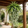 thumbnail image 1 of Plantas Verdes De Plástico Planta colgante artificial de eucalipto persa blanco con forma de camelia,follaje verde de plástico para decoración de paredes interiores y exteriores (1 pieza). Rkxzt, 1 of 6