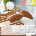 thumbnail image 3 of Burnt Orange Beige Striped Bedding 3 Piece Duvet Cover Set Twin Size, Modern Farmhouse Retro Lines Soft Microfiber Comforter Cover with Zipper Closure & Pillowcases, FadeResistant Quilt Cover, 3 of 9