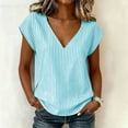 thumbnail image 6 of Women's Summer Casual V-Neck Striped Short Sleeve Top, 6 of 8