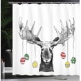 thumbnail image 4 of Ambesonne Christmas Shower Curtain, Sketchy Noel Ornament, 69"Wx70"L, Multicolor, 4 of 5