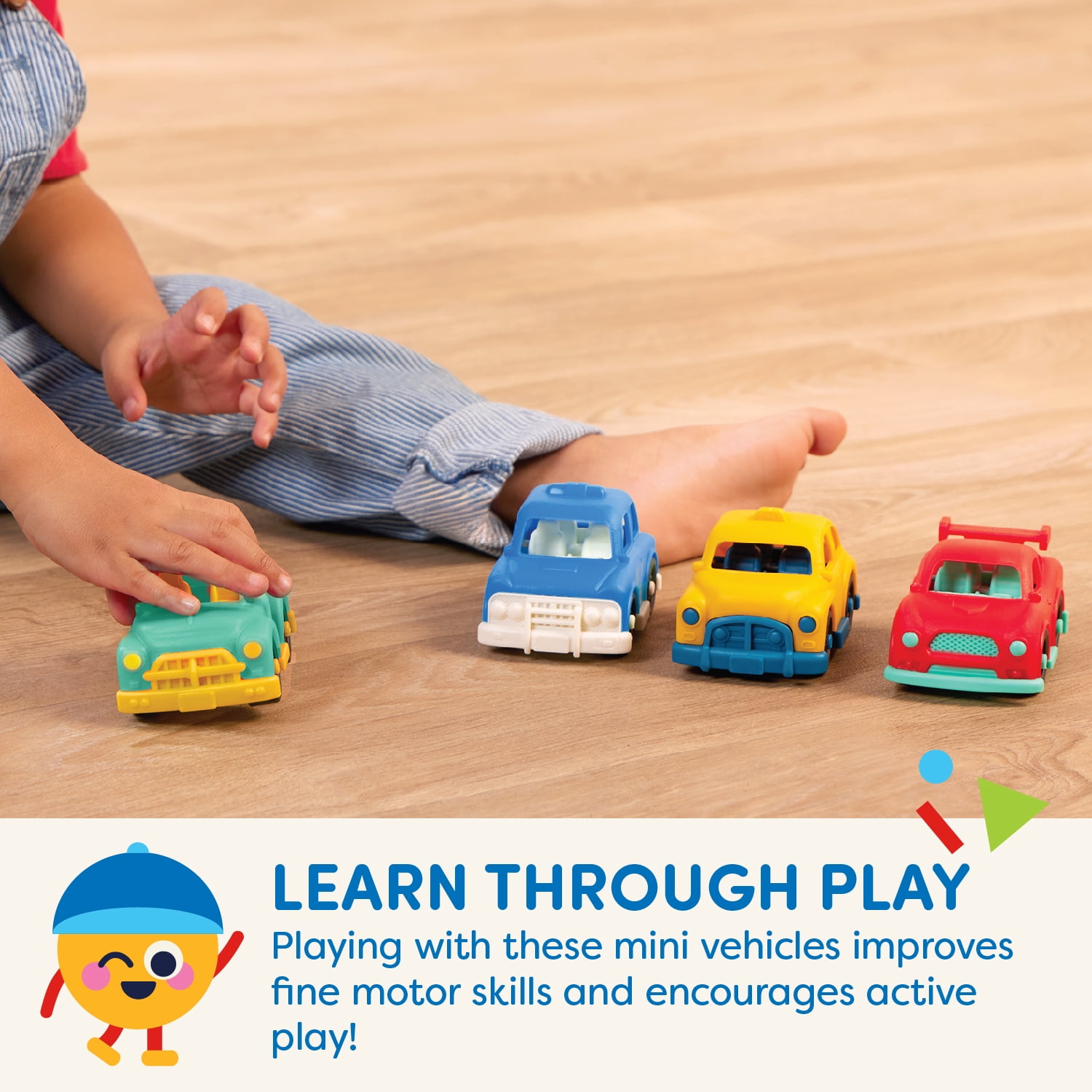 Battat 4 Toy Vehicles Pick-Up Truck Sports Car Taxi Police Car for Toddlers 12 Months Old