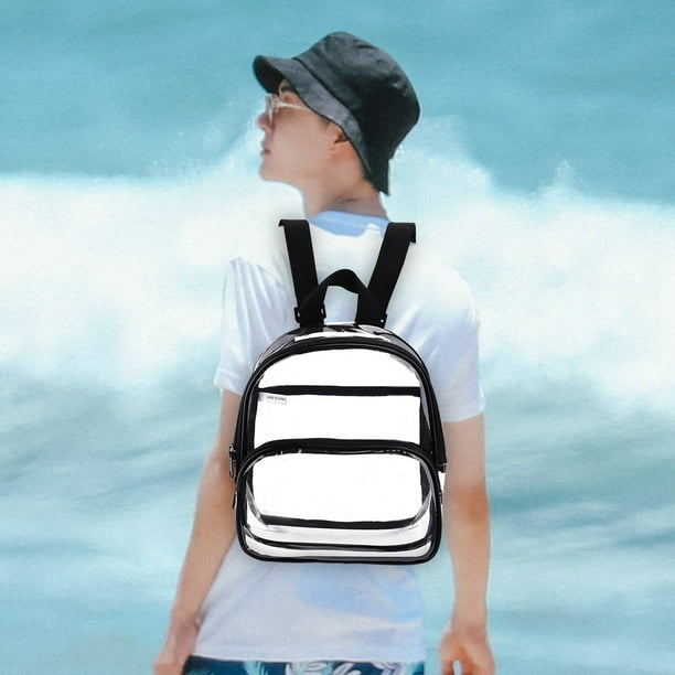 clear mini backpack in store Gameday with one main compartment and a front zippered stash pocket Mini Clear Backpack 10In