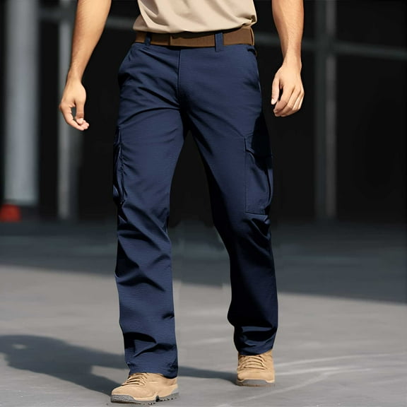 Blmnix Fishing Pants Pants for Men Carpenter Pants Baggy Cargo Pants Straight-Leg Blue Low Rise Long Summer Pants for Men,XXXL