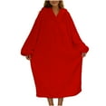 thumbnail image 4 of QATAINLAV Blanket Oversized Hoodie Pajamas for Women Cute Ear Hooded Sweatshirt Dress Long Sleeve Pullover Pajamas, Red, XXL, 4 of 10