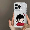 thumbnail image 3 of CaseCaca Cute Couple Cartoon Clear Phone Case Set for iPhone X/11/12/13/14/15/16 Pro Max - His & Hers Matching TPU Protective Covers, 3 of 6