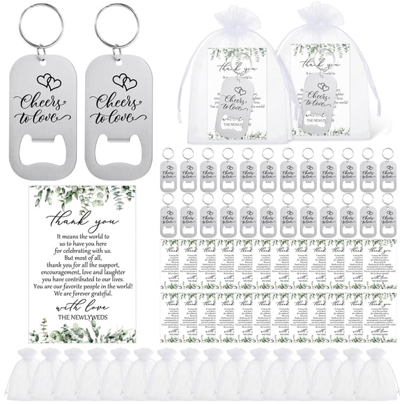 Recuerdos de boda FoldTier, 50 juegos de abridores de botellas de acero inoxidable