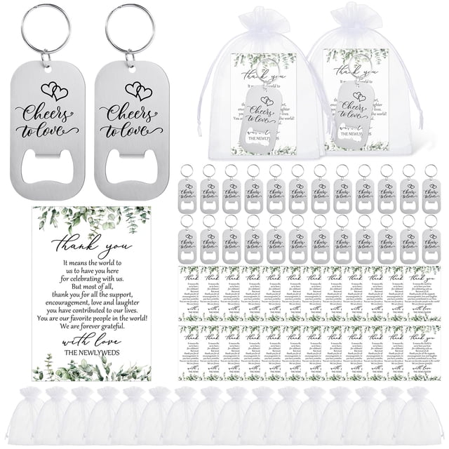 Recuerdos de boda FoldTier, 50 juegos de abridores de botellas de acero inoxidable