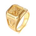 thumbnail image 1 of Anillo con sello de águila calva Yashi chapado en oro tamaño 12, 1 of 5