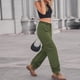 thumbnail image 5 of Pantalones Cargo para Mujer Cordón Lateral Bolsillos Múltiples Color Puro Pantalones Largos Casuales para Uso Diario OD Verde XXL, 5 of 8