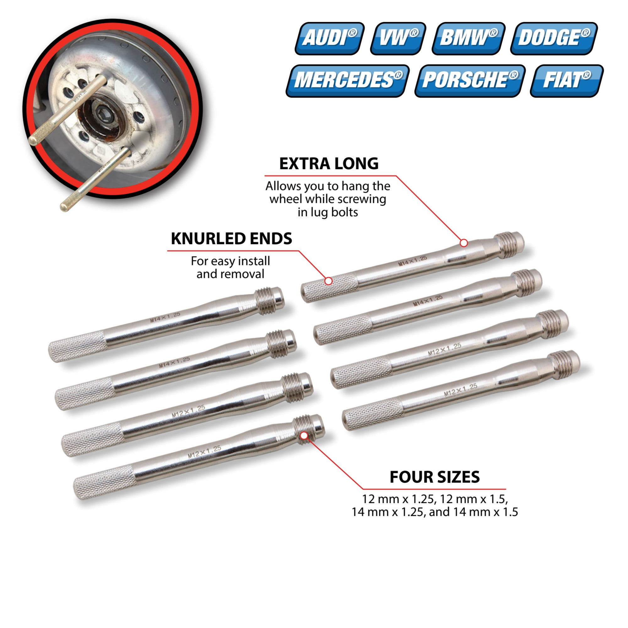 Wilmar Corp. / Performance Tool 8 Piece Wheel Stud Pilot Pin Set