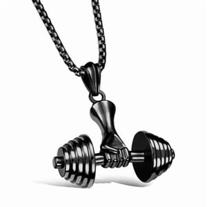 Gym Dumbbell Necklace Chain Black black:black Great Gift