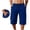 Blue, variant on Men's Knee-Length 3/4 Workout Shorts with Zipper Pockets, Reflective Trim Breathable Elastic Drawstring Waist Stretch Quick Dry Shorts for Running & Gym Black