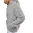 thumbnail image 5 of Momasggi Men's Fuzzy Sherpa Hoodie Loose Cozy Long Sleeve Drawstring Hooded Sweatshirts Solid Color Fall Winter Outdoor Pullover Tops with Pockets Gray L, 5 of 6