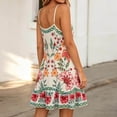 thumbnail image 5 of Kilaqueen Boho Floral Sundress for Women, Spaghetti Strap V Neck Fit and Flare Summer Mini Dress for Beach Vacation Resort Party Brunch and Casual Wear, 5 of 5