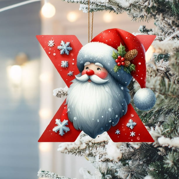 Adornos navideños, adornos navideños, regalos navideños, letras colgantes, decoración de acrílico, árbol de Navidad plano, decoración para fiestas en el hogar, colgante de regalo, letra plana de acríl