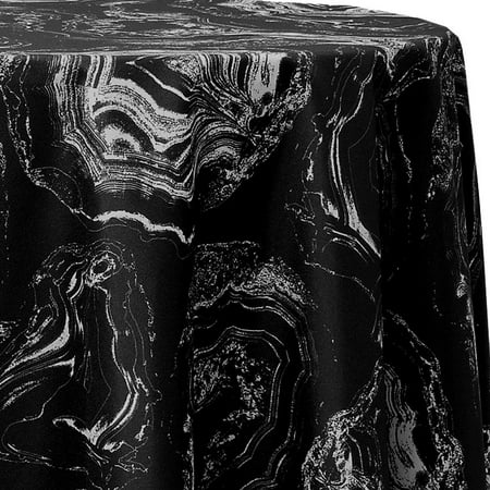 

Ultimate Textile Marble Black 84-Inch Round Tablecloth