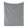 thumbnail image 1 of Chevron Soft Flannel Fleece Blanket, Grunge Geometric Zigzag Stripes Contemporary Style Shapes Arrangement, Cozy Plush for Indoor and Outdoor Use, 70" x 90", Slate Blue and Eggshell, by Ambesonne, 1 of 6