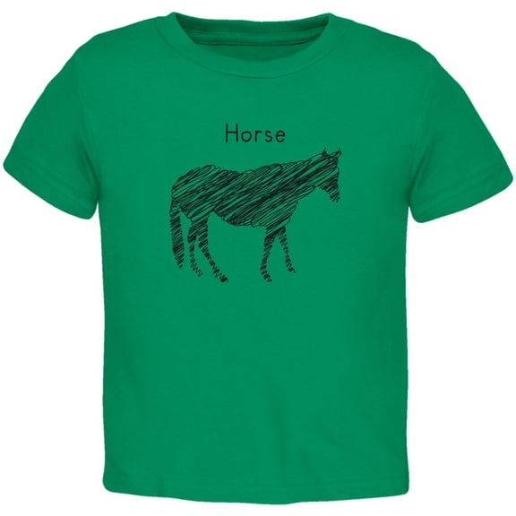 Horse Scribble Drawing Kelly Green Toddler T-Shirt - 4T