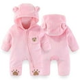 thumbnail image 3 of WOYY Onesies for Baby Lined Jumpsuit Bear Ears Hooded Zipper Romper, Sizes 6-9M, 3 of 3