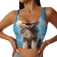 thumbnail image 1 of Balery Blue Sky Cute Wolf Sujetadores deportivos con espalda cruzada para mujer, acolchados, sin costuras, de alto impacto, ideales para yoga, gimnasio, entrenamiento y fitness.-Large, 1 of 8