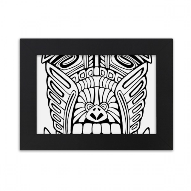 Dibujo abstracto, Totem Pole Totem indio cara Marco de Fotos de escritorio imagen Arte Negro Pintura 5x7 pulgadas