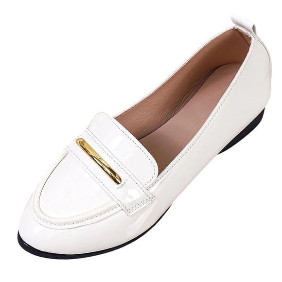 White Womens Round Toe Slip On Loafers Casual Comfortable Soft Sole Walking Shoes For Everyday Indoor And Outdoor Wear With Lightweight Design Size 39