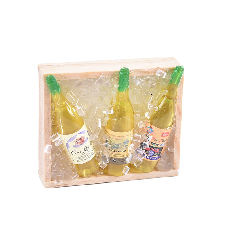 1 set 1/12 Dollhouse Miniature Accessories wine bottle set with Box drinkscwde 