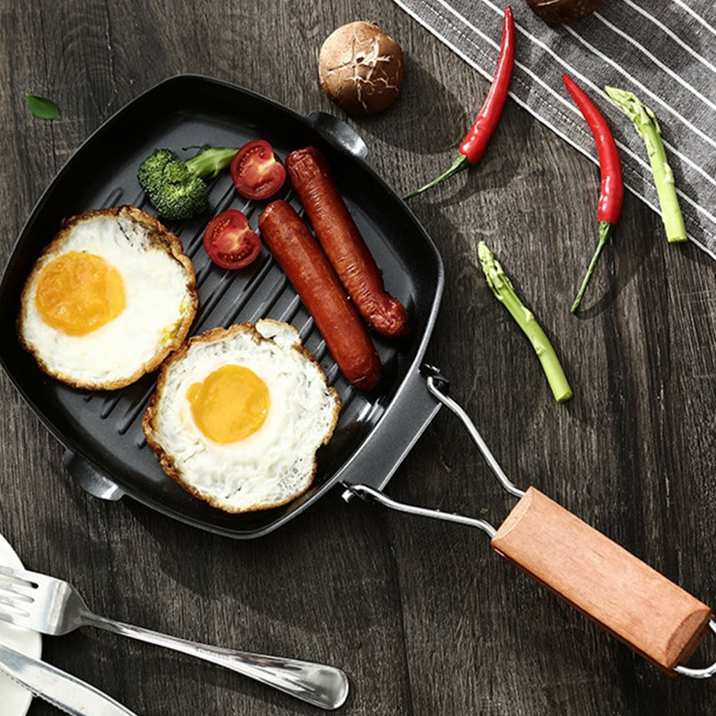 Large Nonstick Grilling Pans Foldable Dish Pans Steak Pans Refined Iron Texture Suitable for Stovetops Easy Cooking