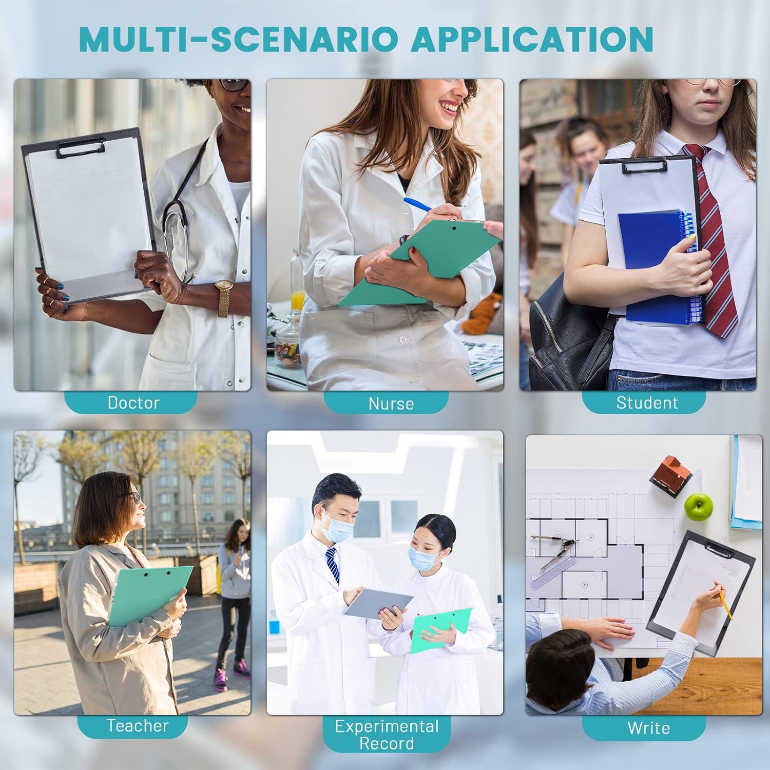 ABPETE Portable Foldable Nursing Clipboard, Folding Metal Clipboard Pocket Size Medical Student, Whitecoat Clipboard Nurse Edition Trifold, Occupational Therapy Clipboard for Doctors (Light Blue)