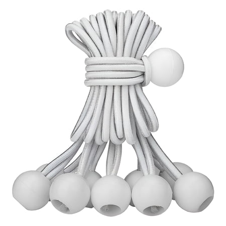 MISSMILE 2026 New 9 Inch White Bungee Cords with Ball Tarp Tie Down Cord Ball Bungee Cords 10 Pcs for Securing Tarps Camping Outdoor Use Luggage Transporting Items.