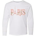 thumbnail image 3 of Inktastic Pink Paris Eiffel Tower with Flowers Long Sleeve Youth T-Shirt, 3 of 5