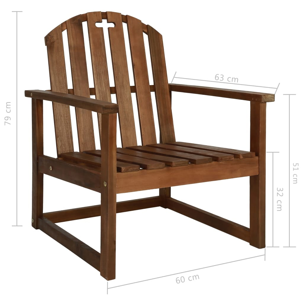Kepooman 2 Pcs Patio Wooden Oversized Seat Lounge Chair with Backrest, Brown