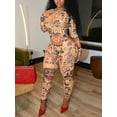thumbnail image 2 of LovelyWholesale Women's Plus Size Letter Figure Print Zip Up Jumpsuit, 2 of 4
