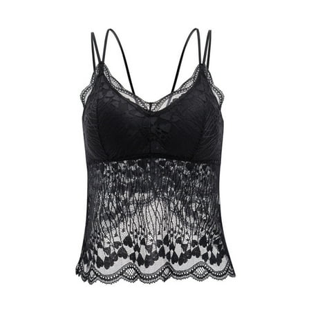 

BSDHBS Women s Tanks & Camis Women s Summer Butterfly Back Lace Wrap Camisole Black Size A