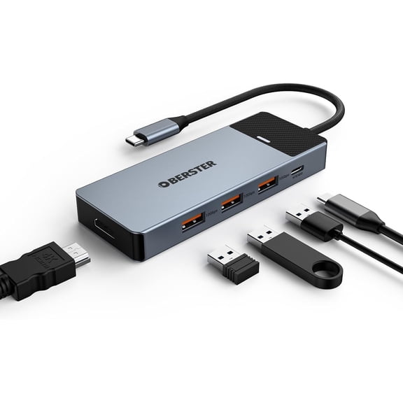 5-in-1 USB C Hub with 4K@60Hz HDMI, 3x USB 3.2 Gen2, 100W PD - Multiport Adapter for MacBook Pro/Air, Dell XPS, iMac & USB-C Devices