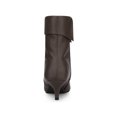 thumbnail image 2 of BLISSFUL STEP Women's Fold Over Kitten Heels Solid Print Zip-Up Ankle Boot Coffee 10, 2 of 7