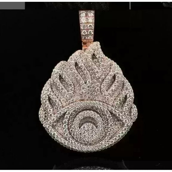 3Ct Round Cut Real Moissanite Customize Men's Charm Pendant 14K Rose Gold Plated