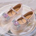 thumbnail image 2 of Gpaecead Girls Heart Rhinestone Sparkle Princess Shoes Faux Leather Anti Slip Sole Party Performance Dress Flats,B-Pink, 2 of 8