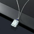 thumbnail image 4 of Gem Stone King 925 Sterling Silver Sky Blue Simulated Aquamarine and Blue Created Sapphire Pendant Necklace for Women (16.05 Cttw, Emerald Cut 18X13MM, With 18 inch Silver Chain), 4 of 4