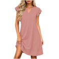 thumbnail image 4 of Aimik Womens V Neck Ruffle Sleeve Shift Dress Loose Fit Flowy Mini Casual Dresses with Pockets for Summer Beach Travel, 4 of 6
